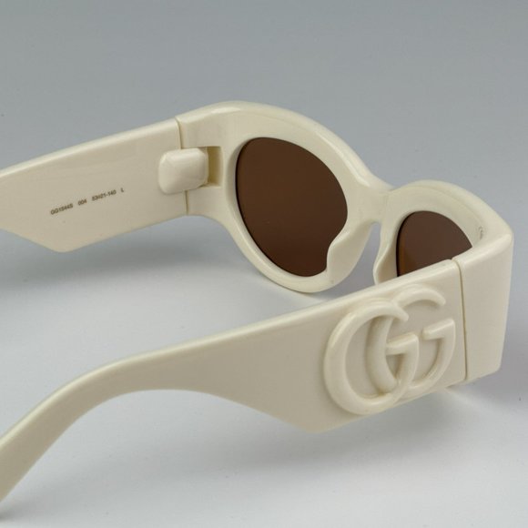 Gucci GG1544S 004 BRAND NEW Sunglasses Ivory Brown Unisex Oval - Picture 10 of 11